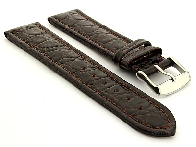 Leather Watch Strap African Dark Brown 24mm (image for) Leather Watch Strap African Dark Brown 24mm