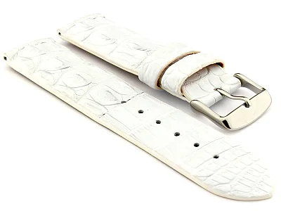 Genuine Alligator Leather Watch Strap FLORIDA White 22mm (image for) Genuine Alligator Leather Watch Strap FLORIDA White 22mm