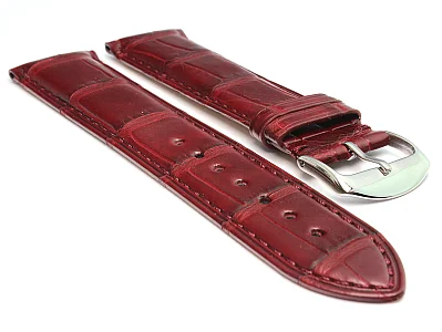 Genuine Alligator Leather Watch Strap Band Louisiana Maroon 18mm (image for) Genuine Alligator Leather Watch Strap Band Louisiana Maroon 18mm