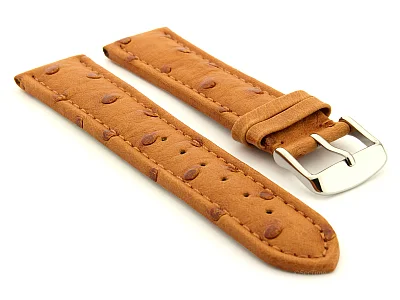 Genuine Ostrich Leather Watch Strap Amsterdam Brown 22mm (image for) Genuine Ostrich Leather Watch Strap Amsterdam Brown 22mm