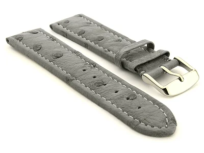Genuine Ostrich Leather Watch Strap Amsterdam Grey 24mm (image for) Genuine Ostrich Leather Watch Strap Amsterdam Grey 24mm