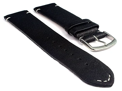 Short Genuine Leather Watch Strap Band Art Black/White 8mm (image for) Short Genuine Leather Watch Strap Band Art Black/White 8mm