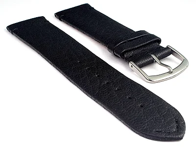 Genuine Leather Watch Strap Band Art Black/Black 20mm (image for) Genuine Leather Watch Strap Band Art Black/Black 20mm