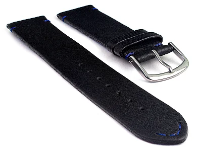 Short Genuine Leather Watch Strap Band Art Black/Blue 8mm (image for) Short Genuine Leather Watch Strap Band Art Black/Blue 8mm