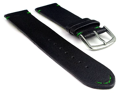 Short Genuine Leather Watch Strap Band Art Black/Green 8mm (image for) Short Genuine Leather Watch Strap Band Art Black/Green 8mm