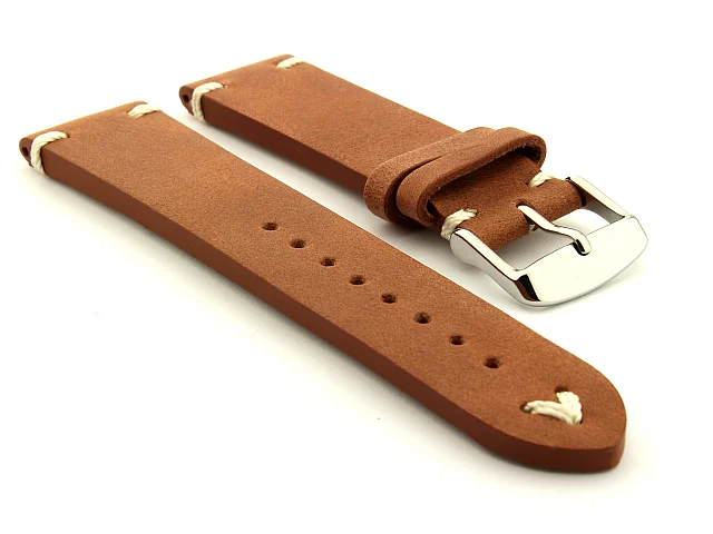 Genuine Leather Vintage Style Watch Strap Blacksmith Brown 22mm (image for) Genuine Leather Vintage Style Watch Strap Blacksmith Brown 22mm