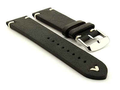 Extra long Leather Vintage Style Watch Strap Blacksmith Black 18mm (image for) Extra long Leather Vintage Style Watch Strap Blacksmith Black 18mm