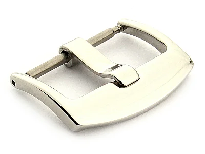 Polished Silver-Coloured Stainless Steel Watch Strap Buckle BRD 22mm (image for) Polished Silver-Coloured Stainless Steel Watch Strap Buckle BRD 22mm