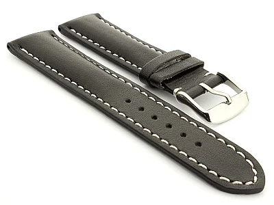Leather Watch Strap fits Breitling Black / White 22mm (image for) Leather Watch Strap fits Breitling Black / White 22mm