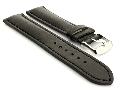 Leather Watch Strap fits Breitling Black / Black 24mm (image for) Leather Watch Strap fits Breitling Black / Black 24mm
