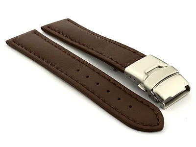 Genuine Leather Watch Strap Band Canyon Deployment Clasp Dark Brown/Brown 26mm (image for) Genuine Leather Watch Strap Band Canyon Deployment Clasp Dark Brown/Brown 26mm