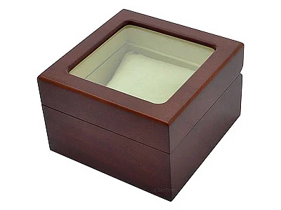 Classic Wooden Watch Box for 1 Wristwatch with Glass Lid Brown (image for) Classic Wooden Watch Box for 1 Wristwatch with Glass Lid Brown