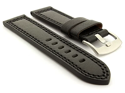Panerai Style Waterpoof Leather Watch Strap CONSTANTINE Black 28mm (image for) Panerai Style Waterpoof Leather Watch Strap CONSTANTINE Black 28mm