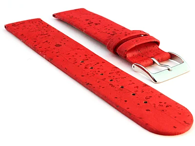 Real Cork Watch Strap Band Vegan Red 12mm (image for) Real Cork Watch Strap Band Vegan Red 12mm