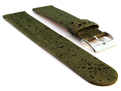 Real Cork Watch Strap Band Vegan Olive Green 16mm (image for) Real Cork Watch Strap Band Vegan Olive Green 16mm