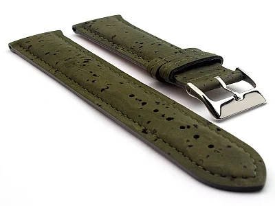 Real Cork Watch Strap Band Vegan - VIP Olive Green 16mm (image for) Real Cork Watch Strap Band Vegan - VIP Olive Green 16mm