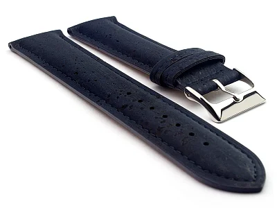 Real Cork Watch Strap Band Vegan - VIP Navy Blue 22mm (image for) Real Cork Watch Strap Band Vegan - VIP Navy Blue 22mm