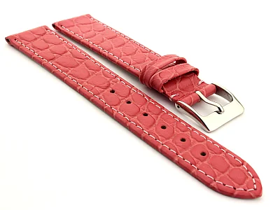 Genuine Leather Watch Strap Croco Arizona Pink 18mm (image for) Genuine Leather Watch Strap Croco Arizona Pink 18mm