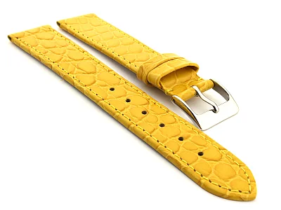 Genuine Leather Watch Strap Croco Arizona Yellow 20mm (image for) Genuine Leather Watch Strap Croco Arizona Yellow 20mm