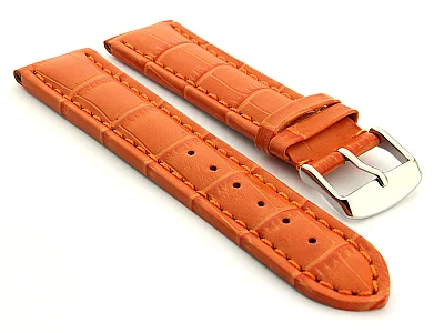 Extra Long Watch Strap Croco Orange / Orange 22mm (image for) Extra Long Watch Strap Croco Orange / Orange 22mm