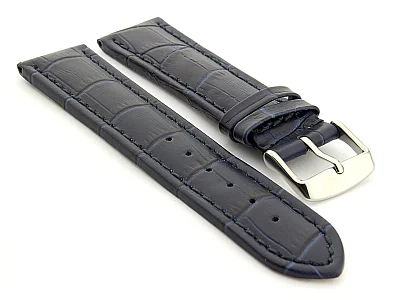Extra Long Watch Strap Croco Navy Blue / Blue 26mm (image for) Extra Long Watch Strap Croco Navy Blue / Blue 26mm