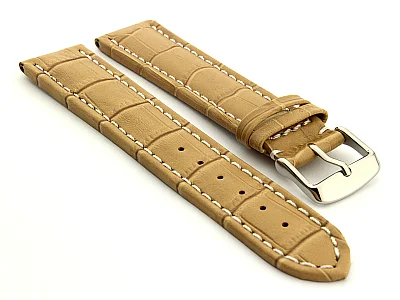 Extra Long Watch Strap Croco Cream / White 28mm (image for) Extra Long Watch Strap Croco Cream / White 28mm