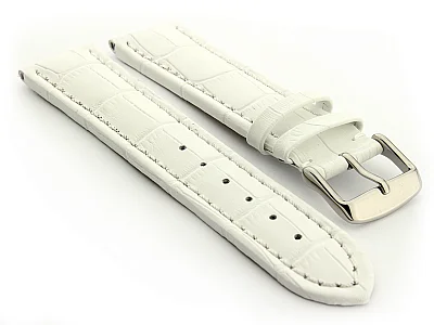Extra Long Watch Strap Croco White / White 22mm (image for) Extra Long Watch Strap Croco White / White 22mm