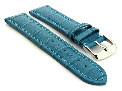 Extra Long Watch Strap Croco Turquoise / Turquoise 26mm (image for) Extra Long Watch Strap Croco Turquoise / Turquoise 26mm