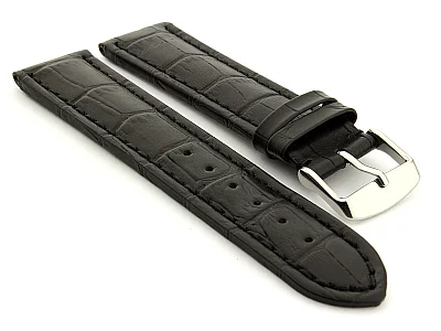 Extra Long Watch Strap Croco Black / Black 26mm (image for) Extra Long Watch Strap Croco Black / Black 26mm