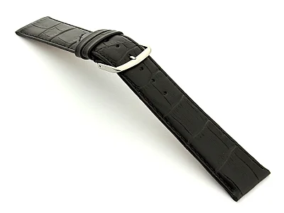 Leather Watch Strap Croco Louisiana Black 15mm (image for) Leather Watch Strap Croco Louisiana Black 15mm