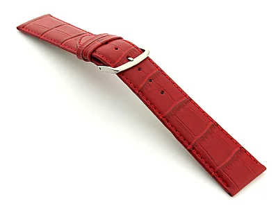 Leather Watch Strap Croco Louisiana Red 15mm (image for) Leather Watch Strap Croco Louisiana Red 15mm