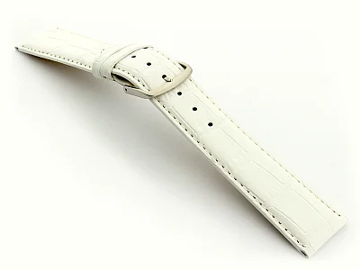 Leather Watch Strap Croco Louisiana White 15mm (image for) Leather Watch Strap Croco Louisiana White 15mm