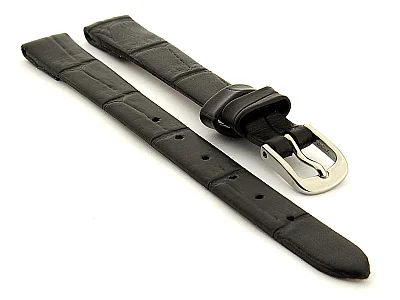 Open Ended Watch Strap Croco ES - Leather Black 8mm (image for) Open Ended Watch Strap Croco ES - Leather Black 8mm