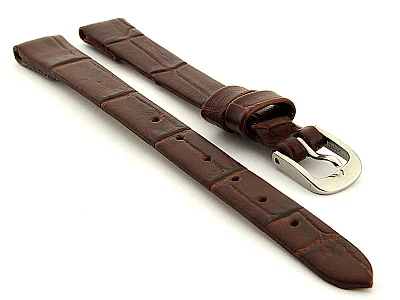 Open Ended Watch Strap Croco ES - Leather Dark Brown 8mm (image for) Open Ended Watch Strap Croco ES - Leather Dark Brown 8mm