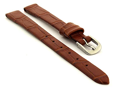 Open Ended Watch Strap Croco ES - Leather Brown 8mm (image for) Open Ended Watch Strap Croco ES - Leather Brown 8mm
