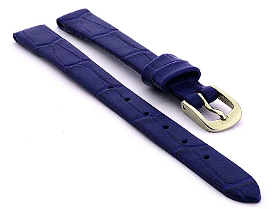 Open Ended Watch Strap Croco ES - Leather Blue 8mm (image for) Open Ended Watch Strap Croco ES - Leather Blue 8mm
