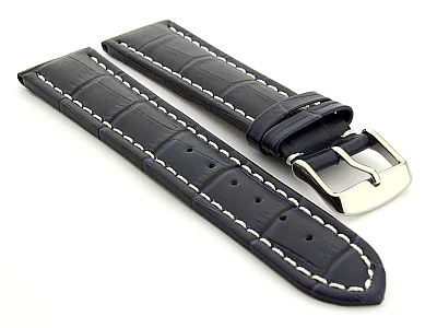Leather Watch Strap CROCO RM Navy Blue/White 28mm (image for) Leather Watch Strap CROCO RM Navy Blue/White 28mm