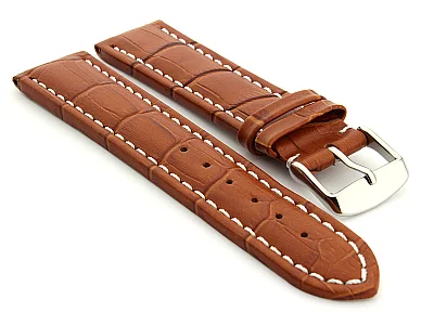 Leather Watch Strap CROCO RM Brown/White 26mm (image for) Leather Watch Strap CROCO RM Brown/White 26mm