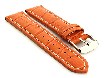 Leather Watch Strap CROCO RM Orange/White 20mm (image for) Leather Watch Strap CROCO RM Orange/White 20mm