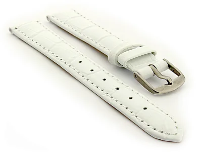 Glossy Leather Watch Strap Croco Spec WS White 8mm (image for) Glossy Leather Watch Strap Croco Spec WS White 8mm