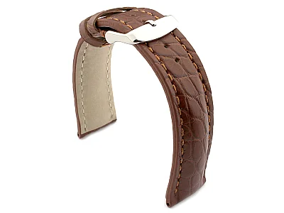 Genuine Crocodile Leather Watch Strap Band Mississippi Brown/Brown 20mm (image for) Genuine Crocodile Leather Watch Strap Band Mississippi Brown/Brown 20mm