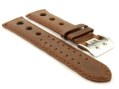 Rally Style Genuine Leather Vegetable-tanned Watch Strap Dani Dark Brown 22mm (image for) Rally Style Genuine Leather Vegetable-tanned Watch Strap Dani Dark Brown 22mm