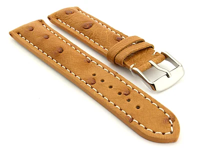 Ostrich Leather Watch Strap EMU Brown 20mm (image for) Ostrich Leather Watch Strap EMU Brown 20mm