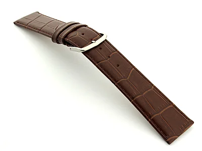 Extra Long Genuine Leather Watch Strap Croco Louisiana Dark Brown 24mm (image for) Extra Long Genuine Leather Watch Strap Croco Louisiana Dark Brown 24mm