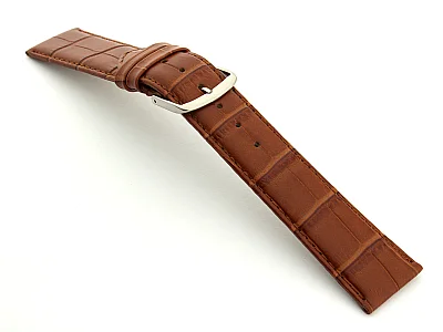 Extra Long Genuine Leather Watch Strap Croco Louisiana Brown 16mm (image for) Extra Long Genuine Leather Watch Strap Croco Louisiana Brown 16mm