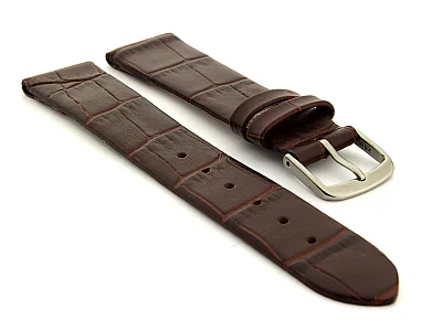 Extra Long Open Ended Leather Watch Strap Croco LM Dark Brown 18mm (image for) Extra Long Open Ended Leather Watch Strap Croco LM Dark Brown 18mm