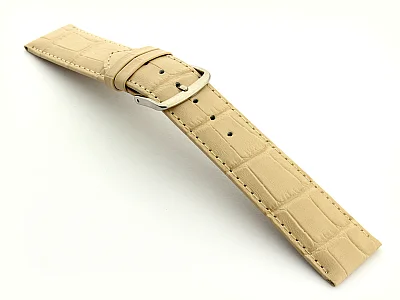 Extra Short Genuine Leather Watch Strap Croco Louisiana Cream 20mm (image for) Extra Short Genuine Leather Watch Strap Croco Louisiana Cream 20mm