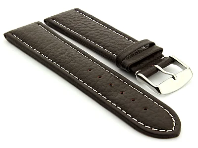 Extra Long Watch Band Freiburg Dark Brown / White 22mm (image for) Extra Long Watch Band Freiburg Dark Brown / White 22mm