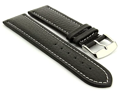 Watch Strap Band Freiburg RM Genuine Leather 28mm Black/White (image for) Watch Strap Band Freiburg RM Genuine Leather 28mm Black/White