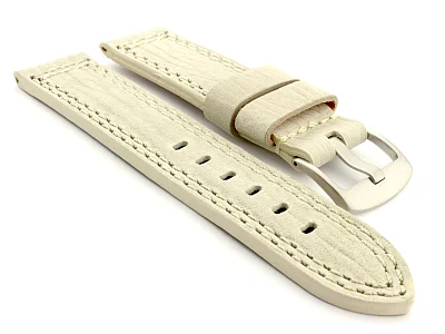 Waterproof Leather Watch Strap Galaxy Cream 28mm (image for) Waterproof Leather Watch Strap Galaxy Cream 28mm